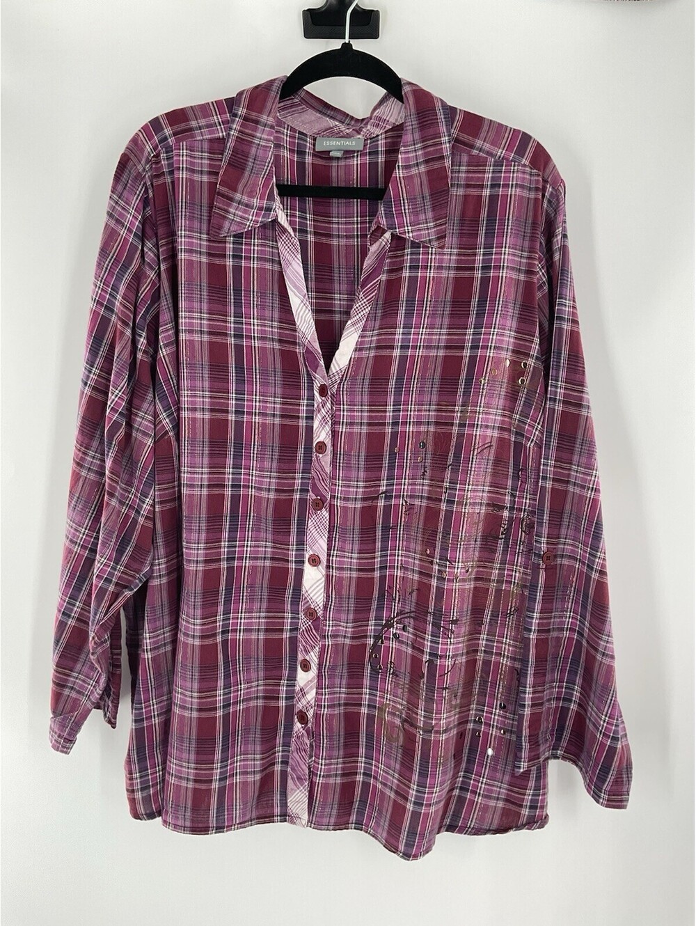 Essentials Women’s 3X Burgundy Blouse 113
